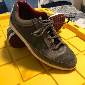 Foot Joy FJ Men's 9.5M Contour Gray Leather 54238 Casual Spikeless Golf Shoes